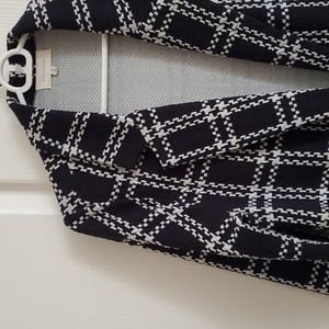 Melloday Long Navy and White Plaid Coat in Small